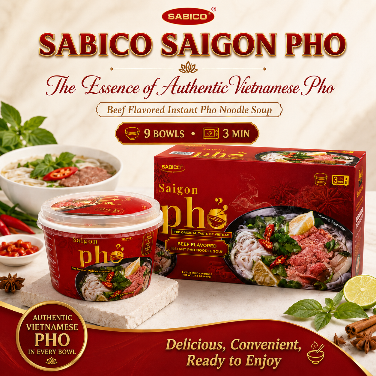Sabico Saigon Pho lifestyle composition