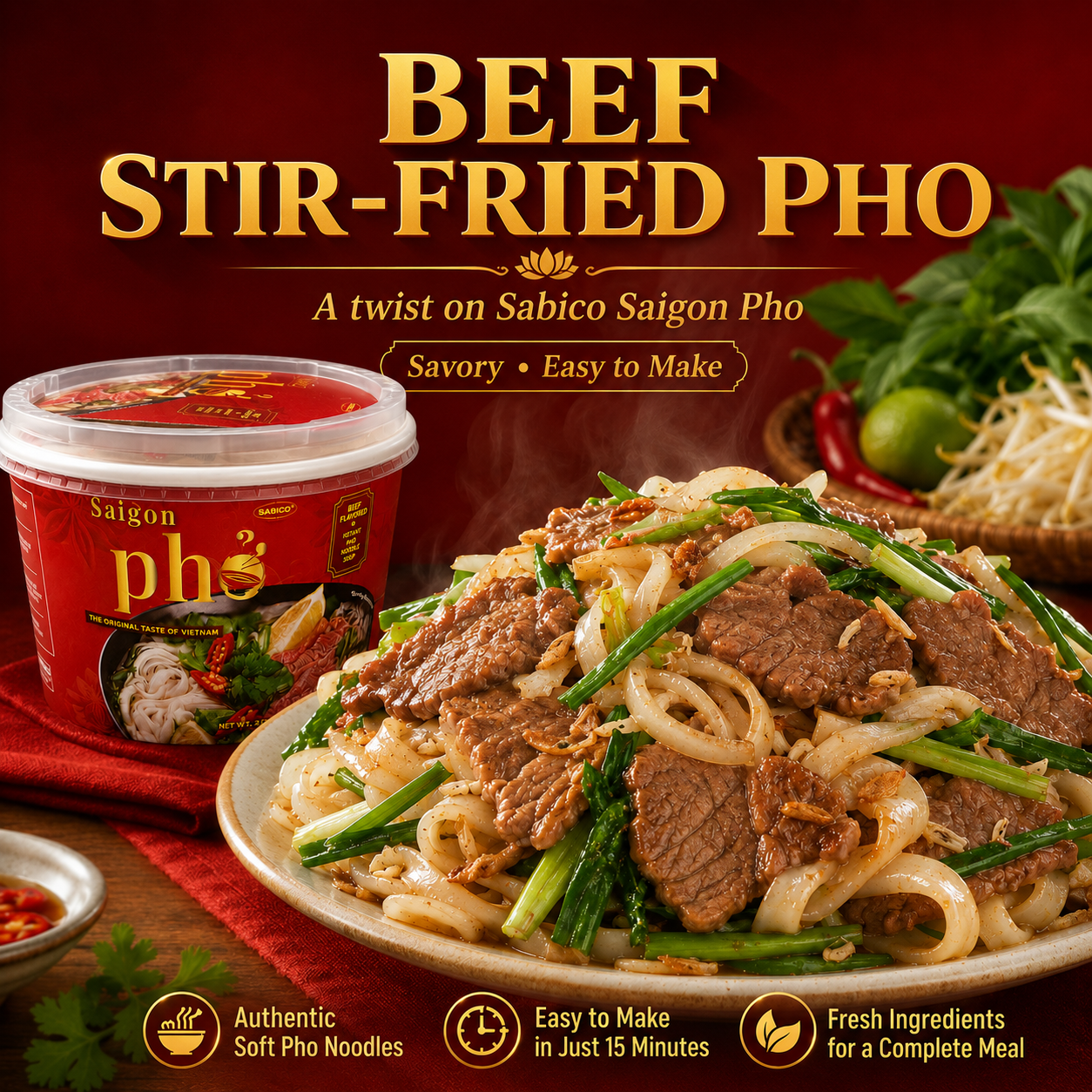 Beef stir-fried pho