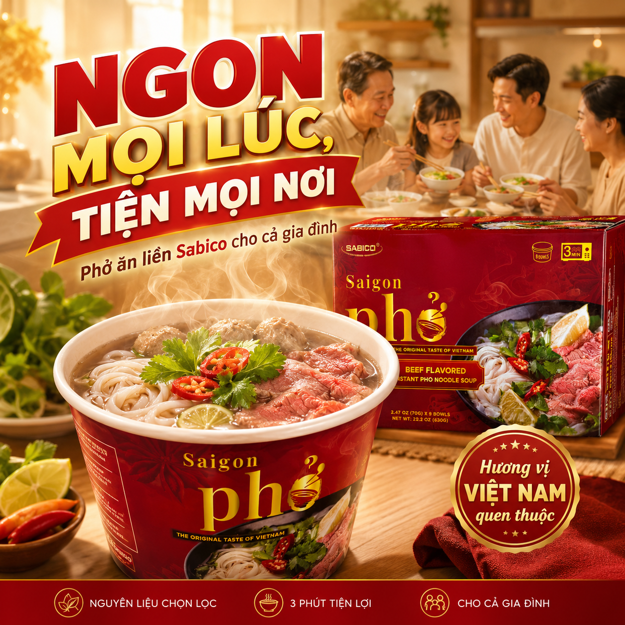 Family enjoying Sabico Saigon Pho together