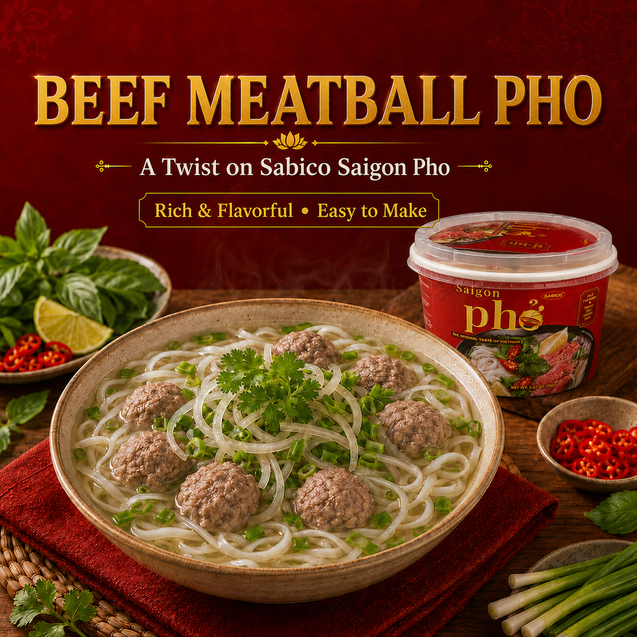 Beef meatball pho