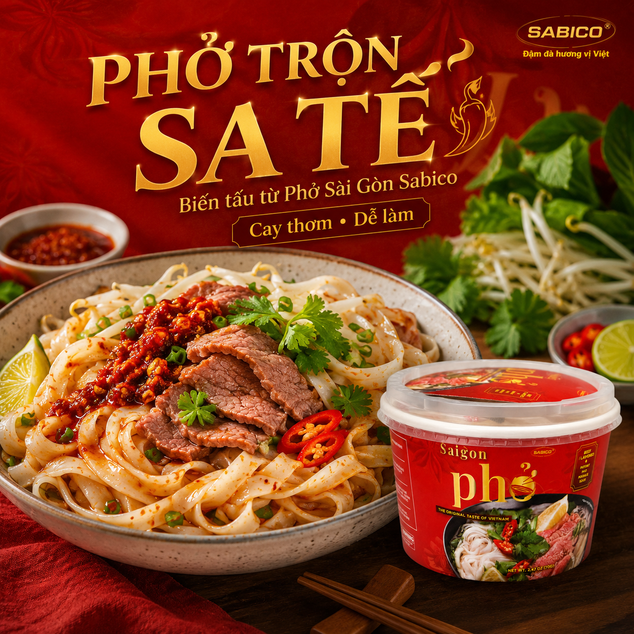 Phở trộn sa tế