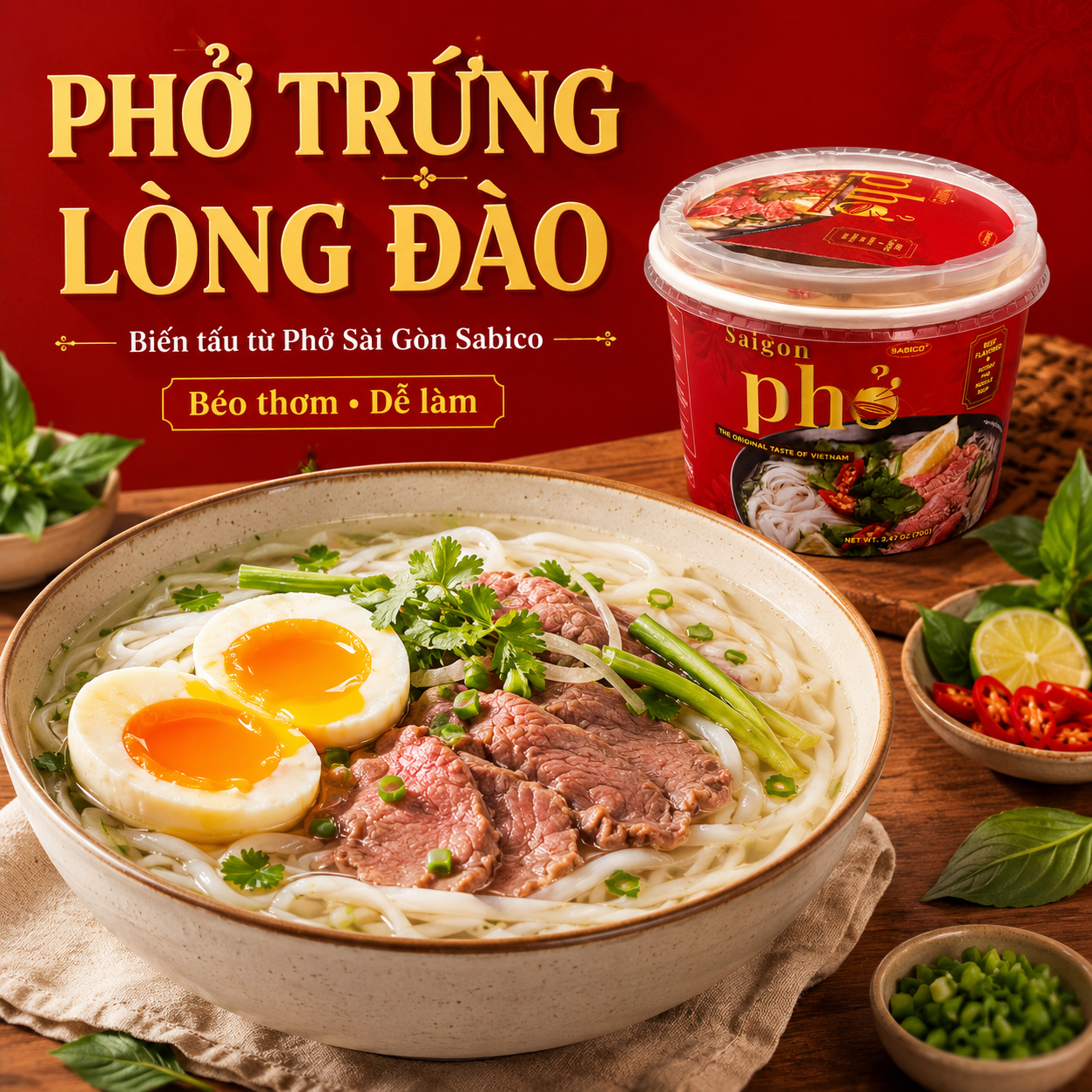 Phở trứng lòng đào